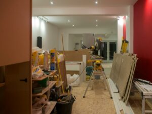 A room that is being remodeled in FLorida