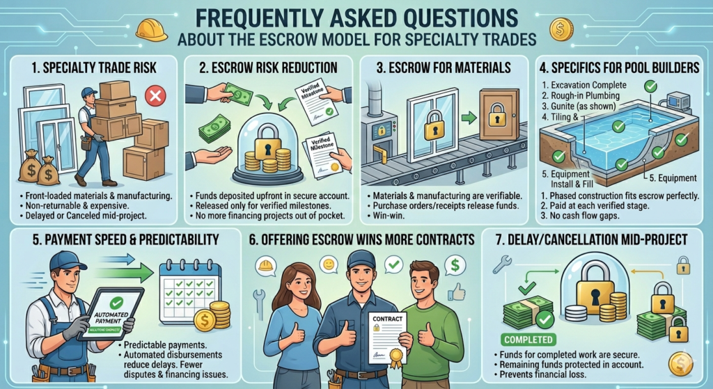 Pool Companies, Window Contractors, and Kitchen Installers: The Escrow Model That's Transforming Specialty Trades 5 Pool Companies, Window Contractors, and Kitchen Installers: The Escrow Model That's Transforming Specialty Trades