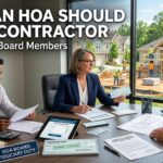 HOA board members reviewing a contractor payment schedule, deciding how should an HOA pay a contractor.