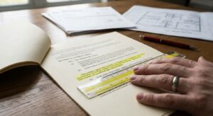 Subcontractor reviewing a pay when paid clause in a subcontract before signing.